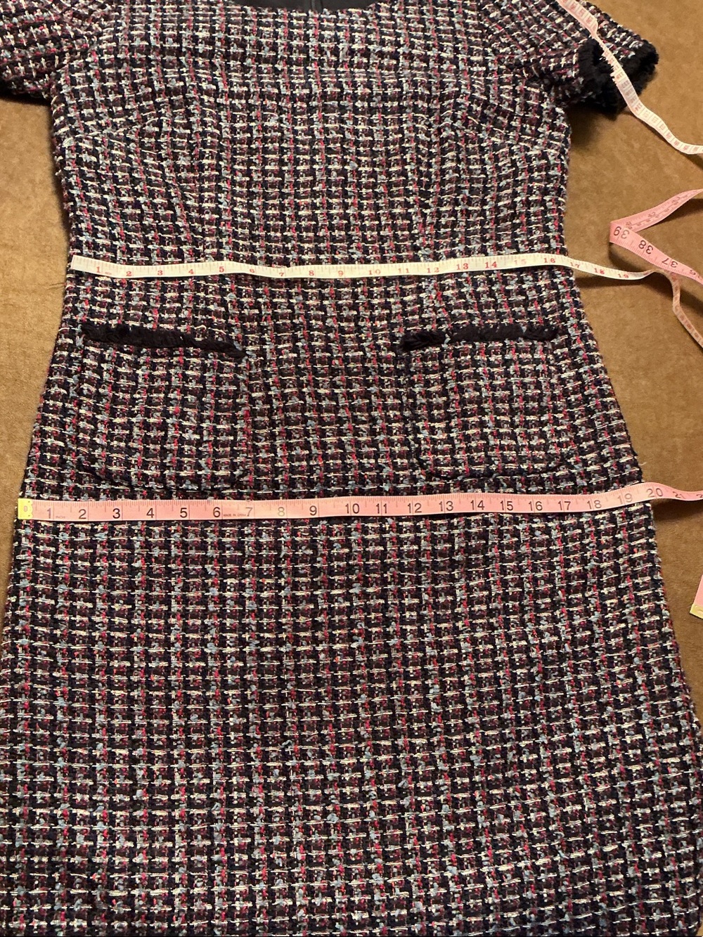 Talbots Red White & Blue Tweed Sheath Mini Dress Short Sleeves Career SZ 6 - Picture 7 of 10